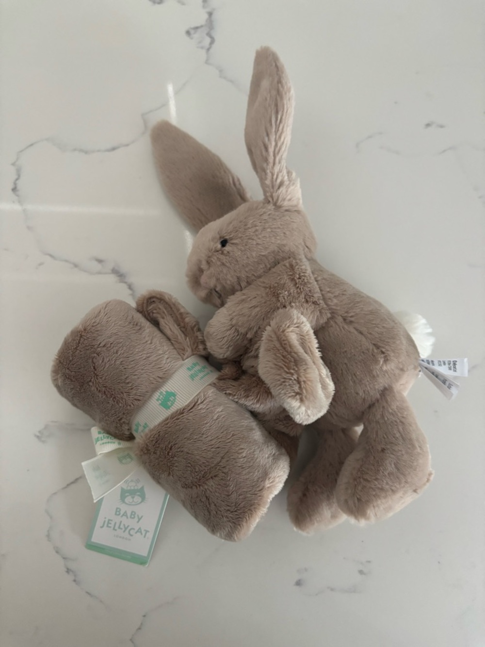 Jellycat Beige Bashful Bunny Plush with Matching Comforter